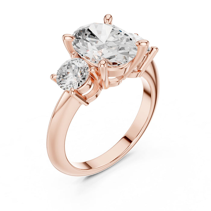 Oval Lab Grown Diamond Three-Stone Engagement Ring rose gold video