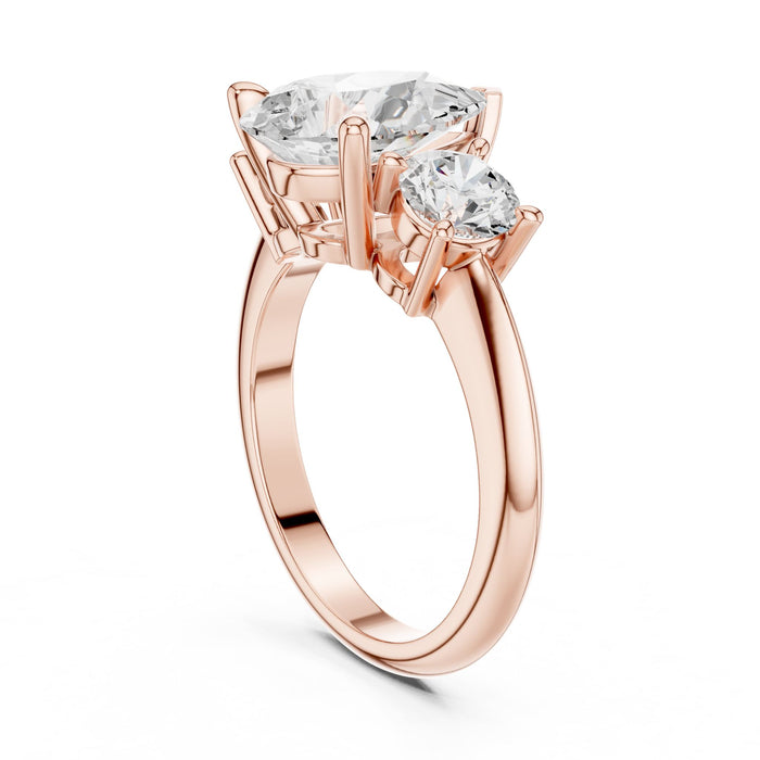Pear Lab Grown Diamond Three-Stone Engagement Ring yellow gold video