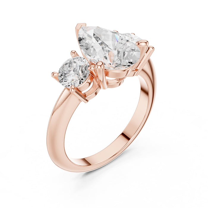Pear Lab Grown Diamond Three-Stone Engagement Ring rose gold video