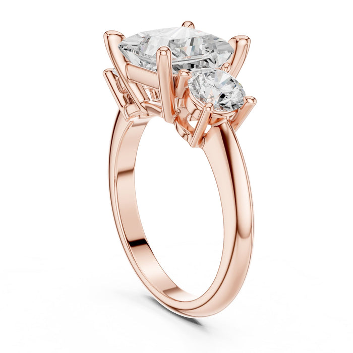 Princess Lab Grown Diamond Three-Stone Engagement Ring yellow gold video
