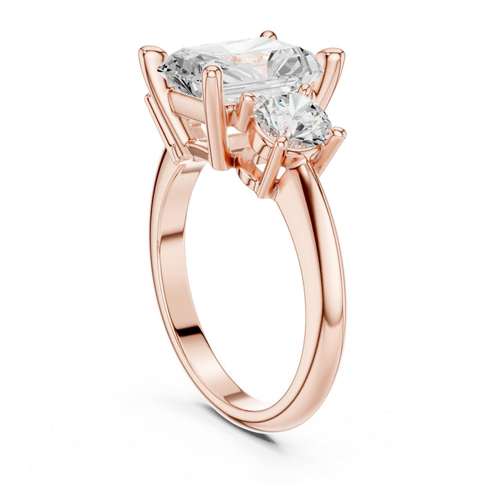 Emerald Lab Grown Diamond Three-Stone Engagement Ring yellow gold video