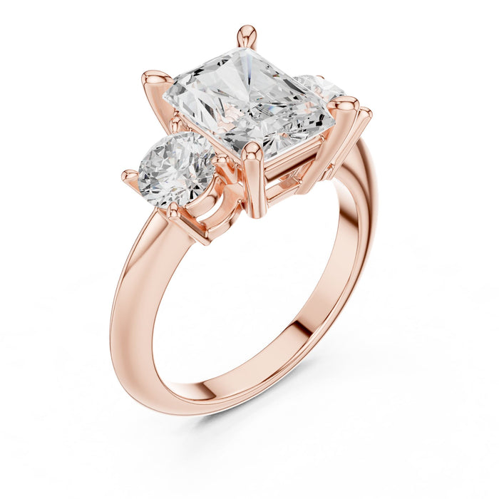 Emerald Lab Grown Diamond Three-Stone Engagement Ring rose gold video