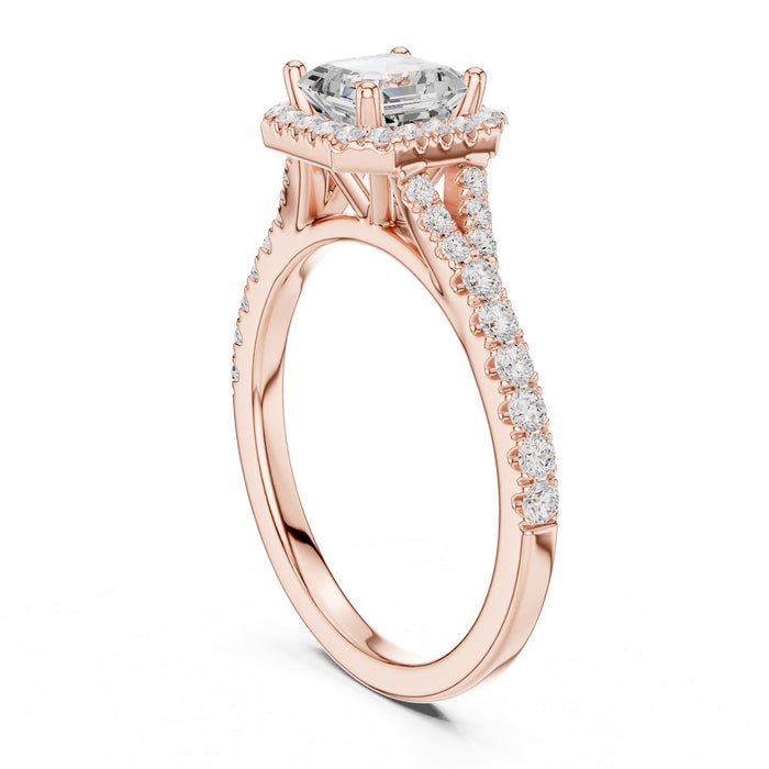 Asscher Lab Grown Diamond Halo Engagement Ring yellow gold video