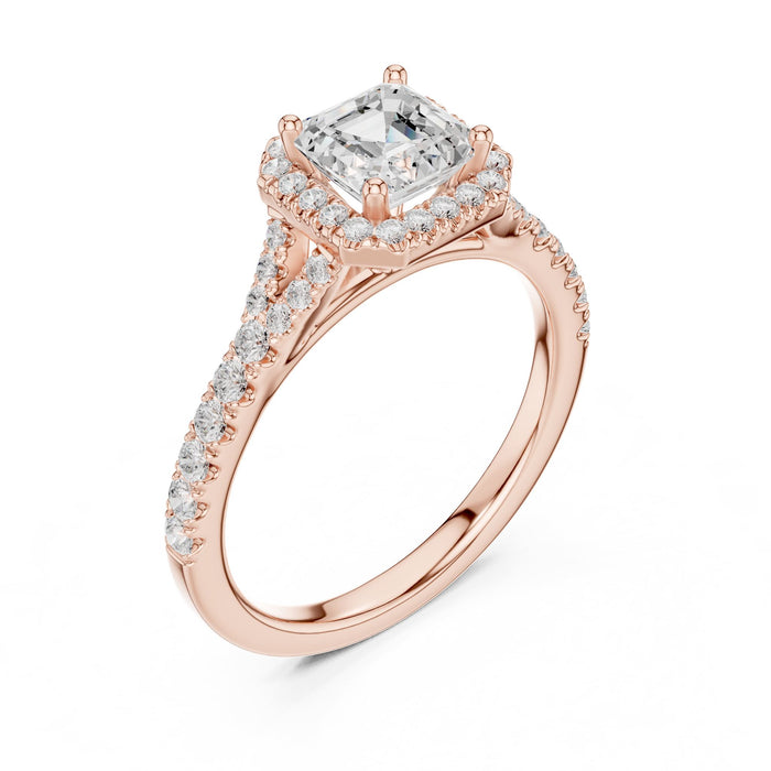 Asscher Lab Grown Diamond Halo Engagement Ring rose gold video