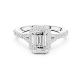 Emerald Lab Grown Diamond Halo Engagement Ring