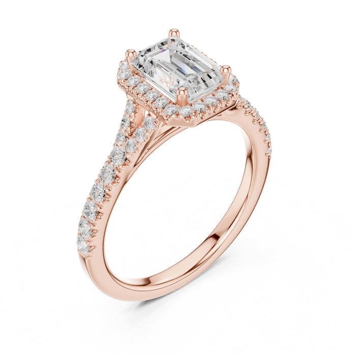Emerald Lab Grown Diamond Halo Engagement Ring rose gold video