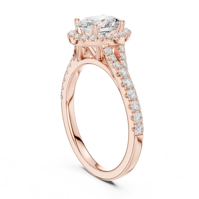 Oval Lab Grown Diamond Halo Engagement Ring yellow gold video