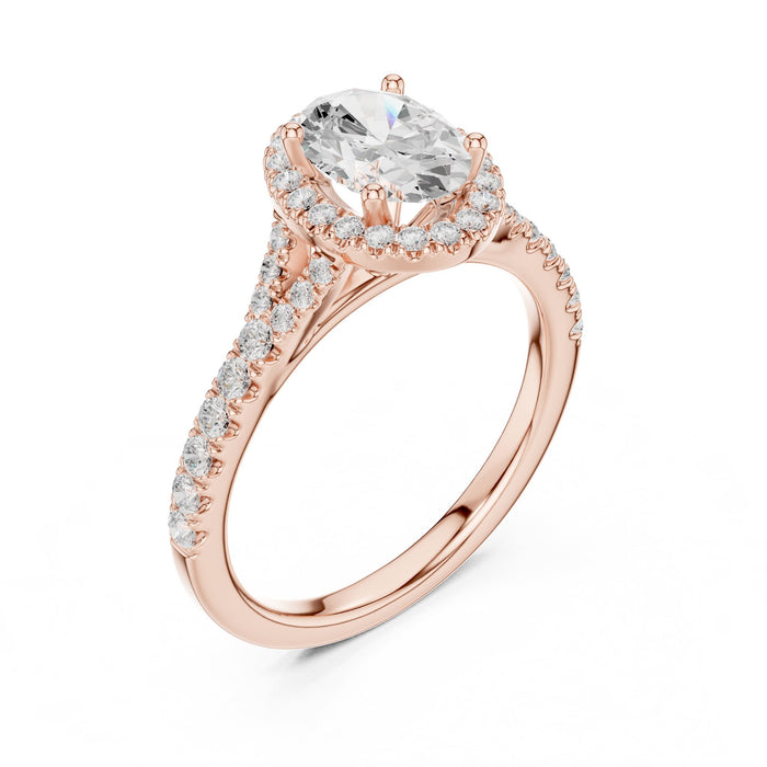 Oval Lab Grown Diamond Halo Engagement Ring rose gold video