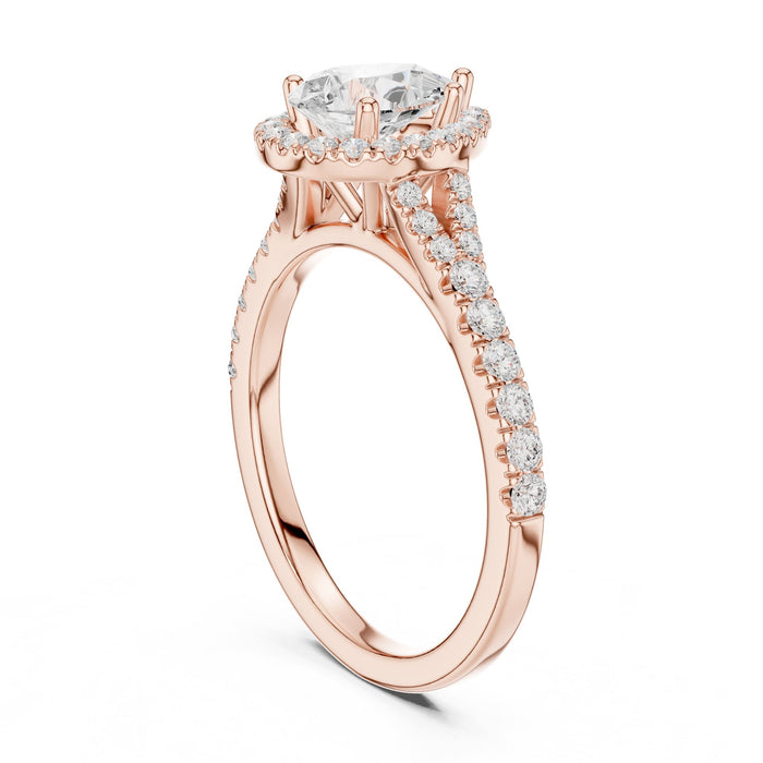 Pear Lab Grown Diamond Halo Engagement Ring yellow gold video