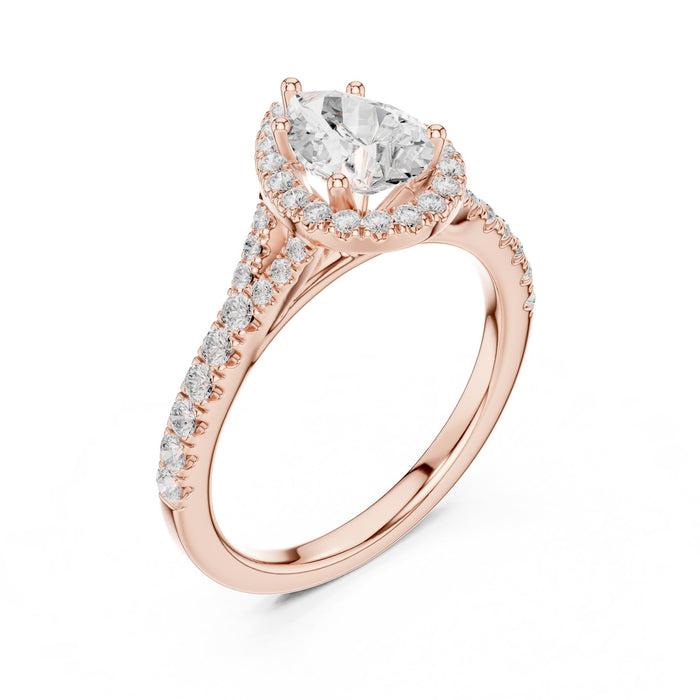 Pear Lab Grown Diamond Halo Engagement Ring rose gold video