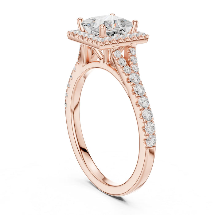 Princess Lab Grown Diamond Halo Engagement Ring yellow gold video