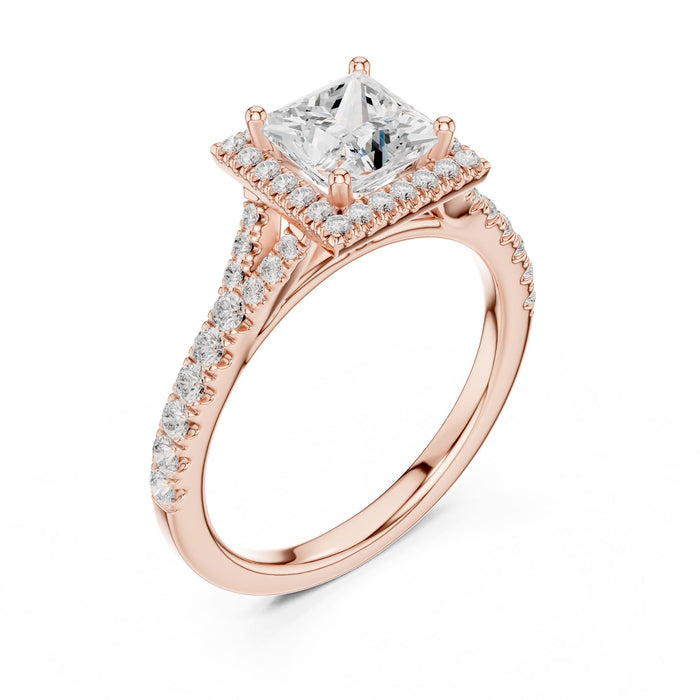 Princess Lab Grown Diamond Halo Engagement Ring rose gold video