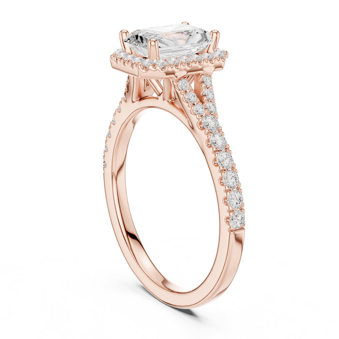 Emerald Lab Grown Diamond Halo Engagement Ring yellow gold video