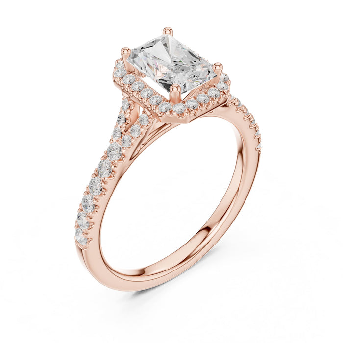 Emerald Lab Grown Diamond Halo Engagement Ring rose gold video