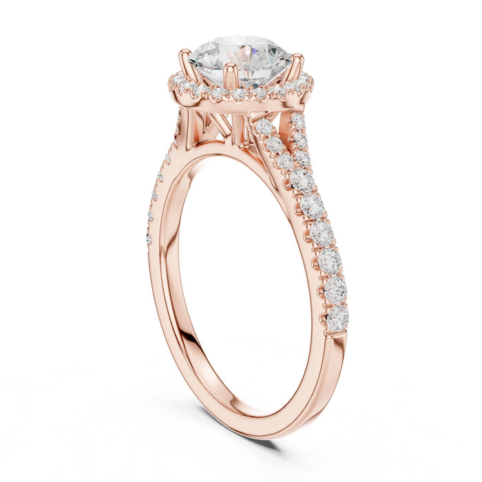 Round Lab Grown Diamond Halo Engagement Ring yellow gold video