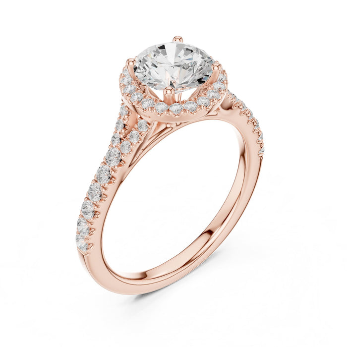 Round Lab Grown Diamond Halo Engagement Ring rose gold video