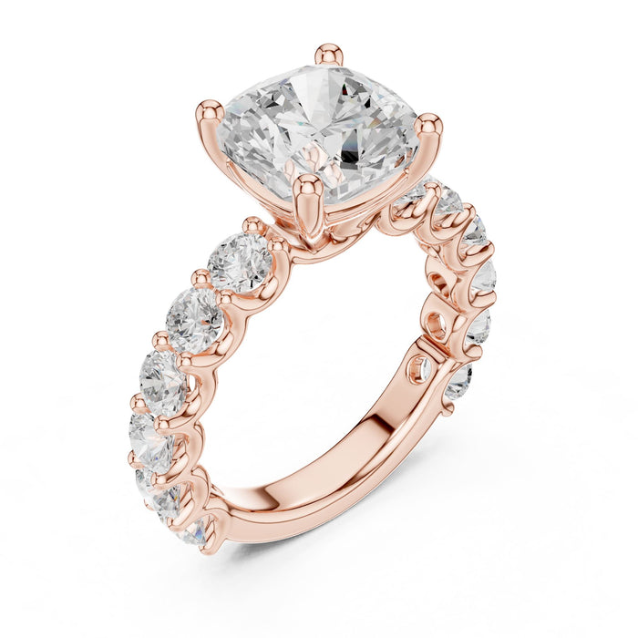 Cushion Lab Grown Diamond Pave Engagement Ring rose gold video
