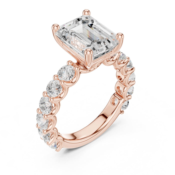 Emerald Lab Grown Diamond Pave Engagement Ring rose gold video