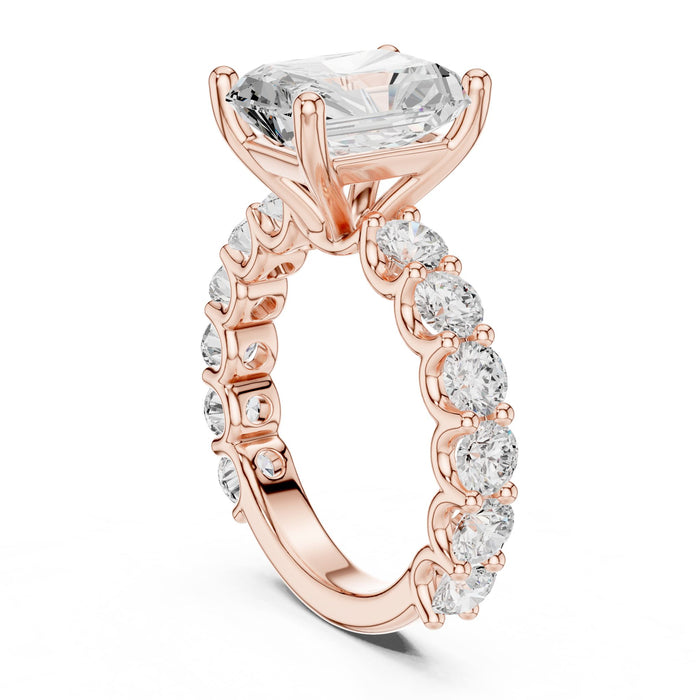 Emerald Lab Grown Diamond Side-Stone Engagement Ring rose gold video