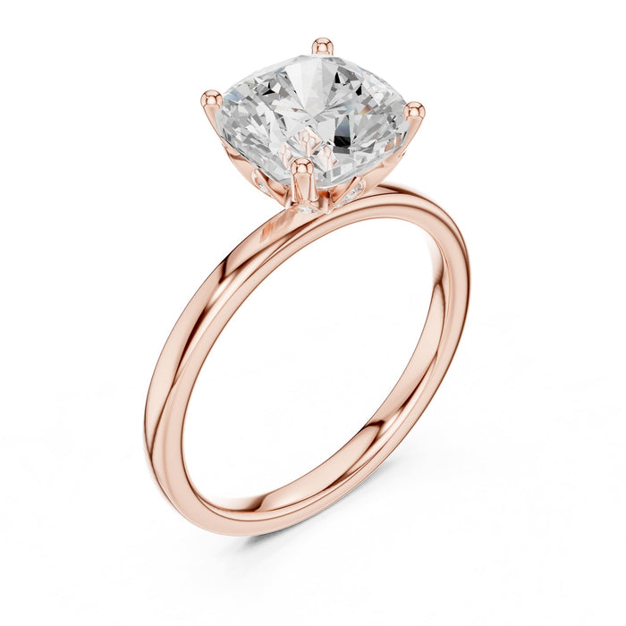 Cushion Lab Grown Diamond Solitaire Engagement Ring rose gold video