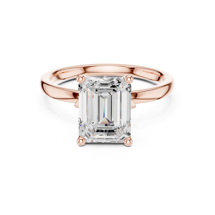 Emerald Lab Grown Diamond Hidden-Halo Engagement Ring rose gold video