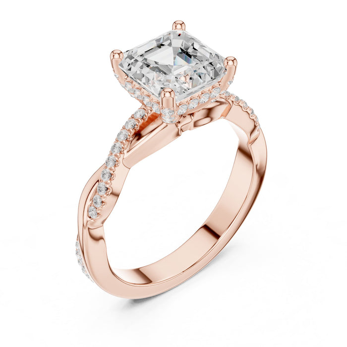 Princess Lab Grown Diamond Twisted Engagement Ring rose gold video