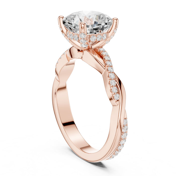 Cushion Lab Grown Diamond Twisted Engagement Ring yellow gold video