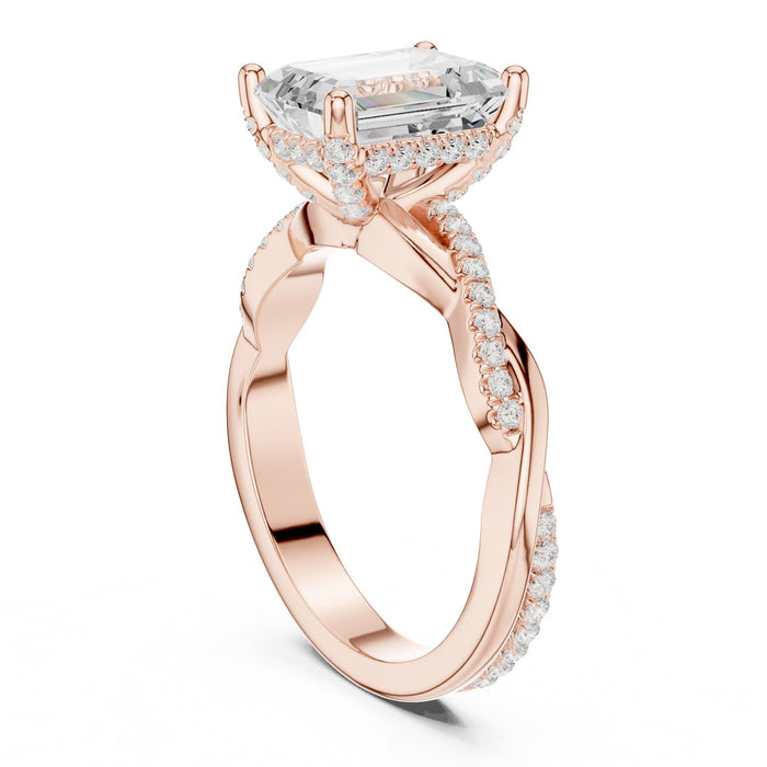 Emerald Lab Grown Diamond Twisted Engagement Ring yellow gold video