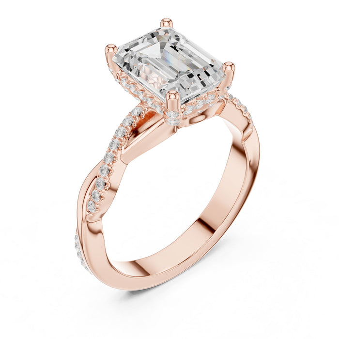 Emerald Lab Grown Diamond Twisted Engagement Ring rose gold video