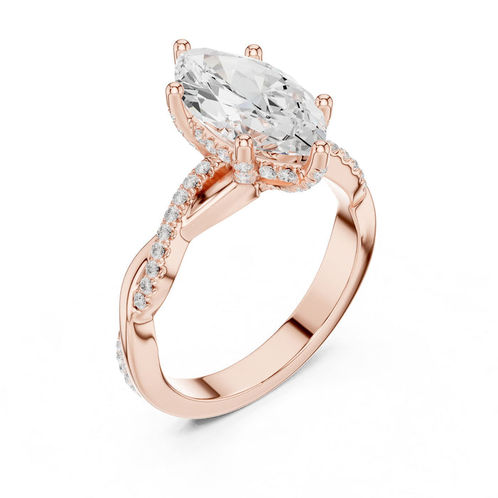 Marquise Lab Grown Diamond Twisted Engagement Ring rose gold video