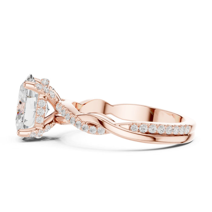 Oval Lab Grown Diamond Twisted Engagement Ring yellow gold video