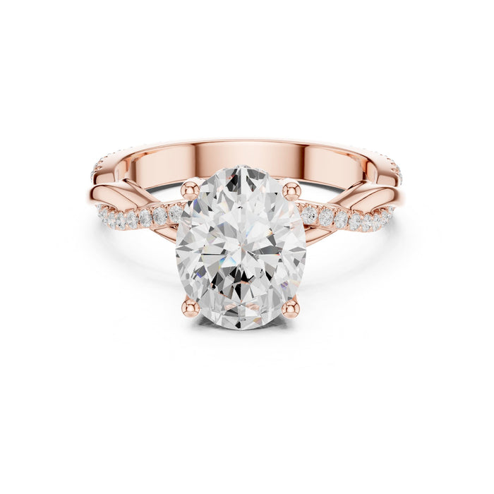 Oval Lab Grown Diamond Twisted Engagement Ring rose gold video