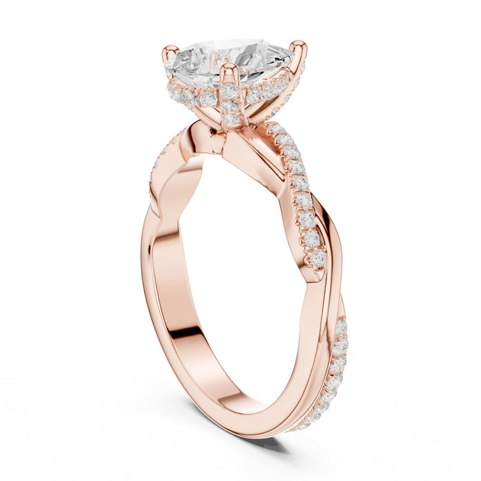 Pear Lab Grown Diamond Twisted Engagement Ring yellow gold video