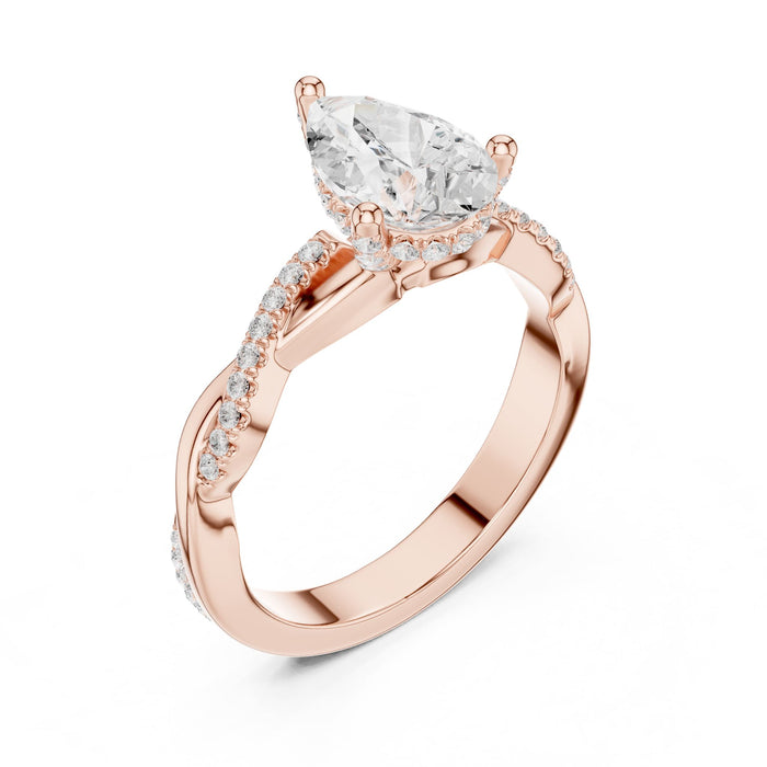 Pear Lab Grown Diamond Twisted Engagement Ring rose gold video