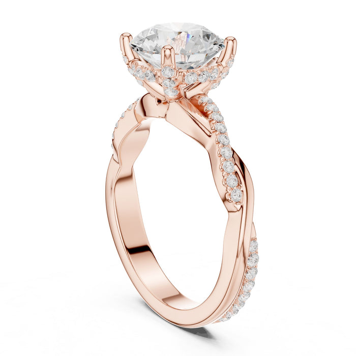 Round Lab Grown Diamond Twisted Engagement Ring yellow gold video
