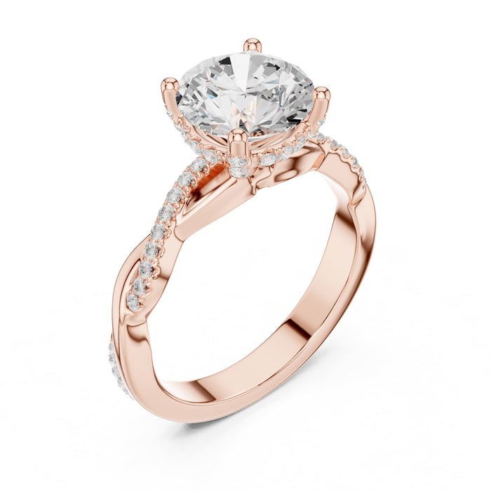 Round Lab Grown Diamond Twisted Engagement Ring rose gold video