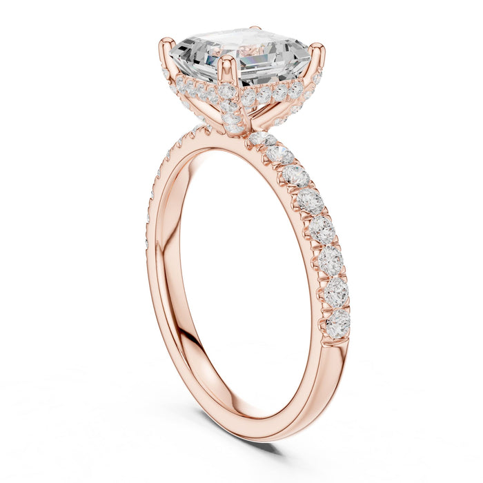 Princess Lab Grown Diamond Hidden-Halo Engagement Ring yellow gold video