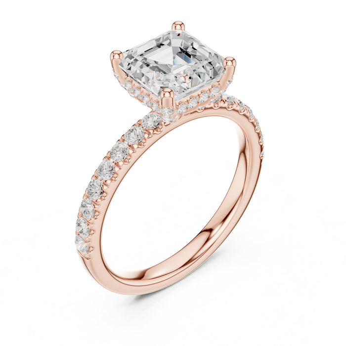 Princess Lab Grown Diamond Hidden-Halo Engagement Ring rose gold video