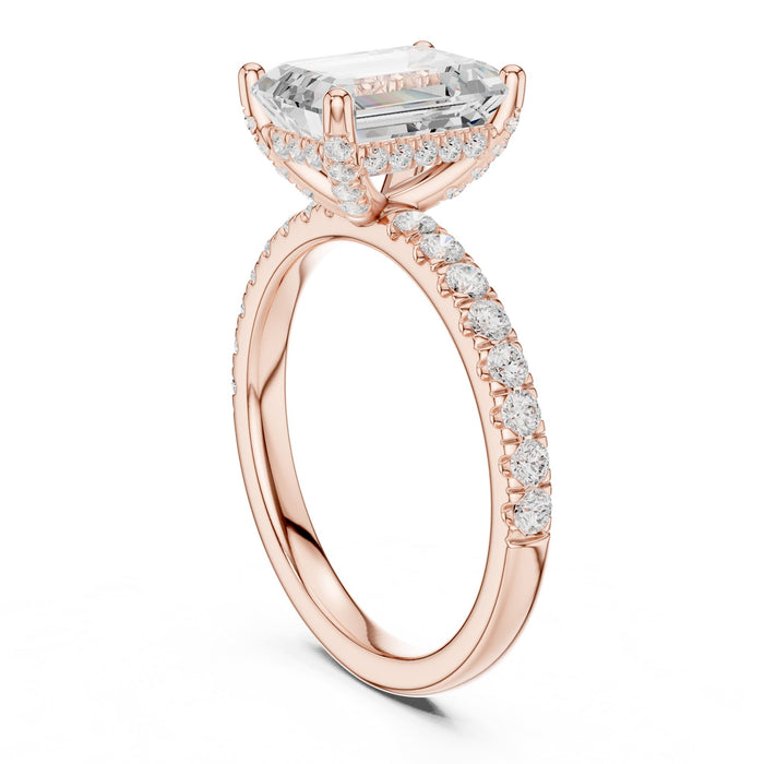 Emerald Lab Grown Diamond Hidden-Halo Engagement Ring yellow gold video