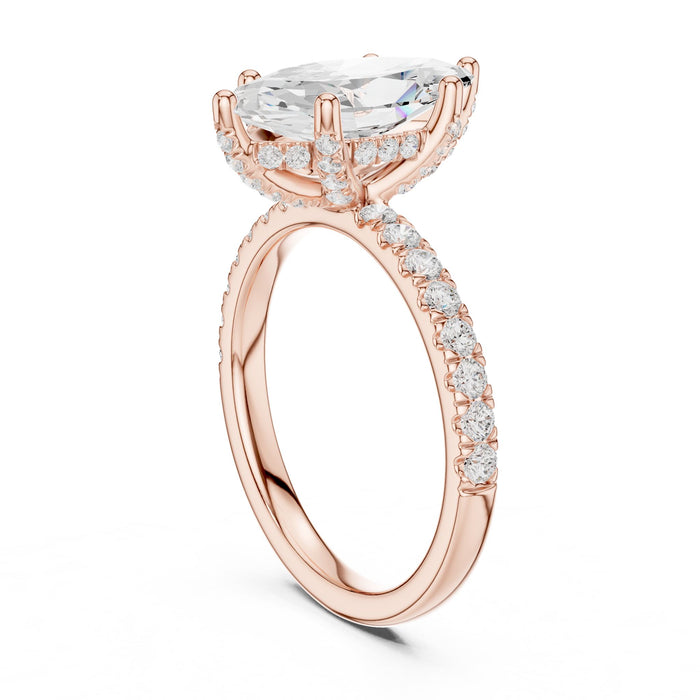 Marquise Lab Grown Diamond Hidden-Halo Engagement Ring yellow gold video