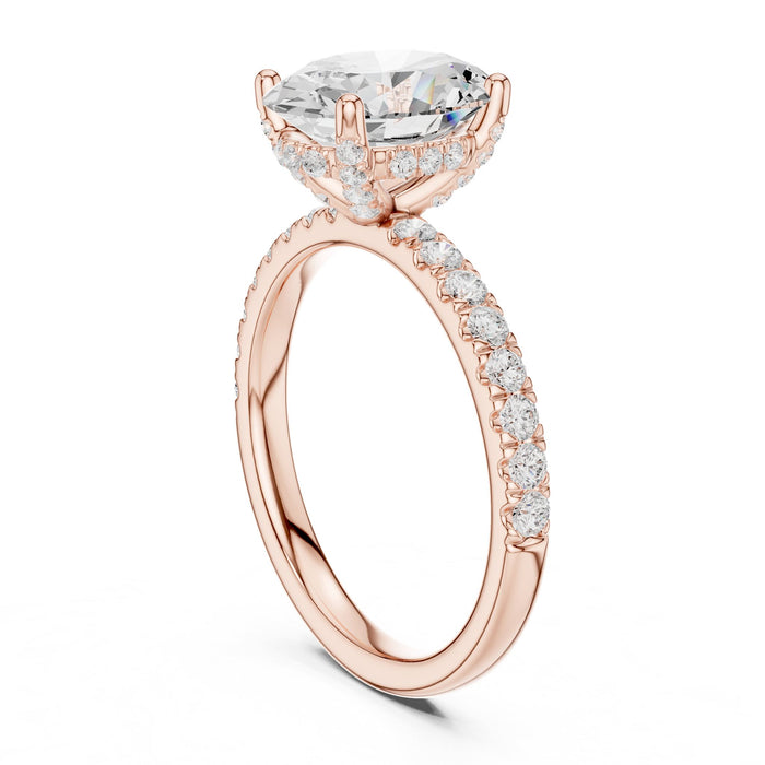 Oval Lab Grown Diamond Hidden-Halo Engagement Ring yellow gold video