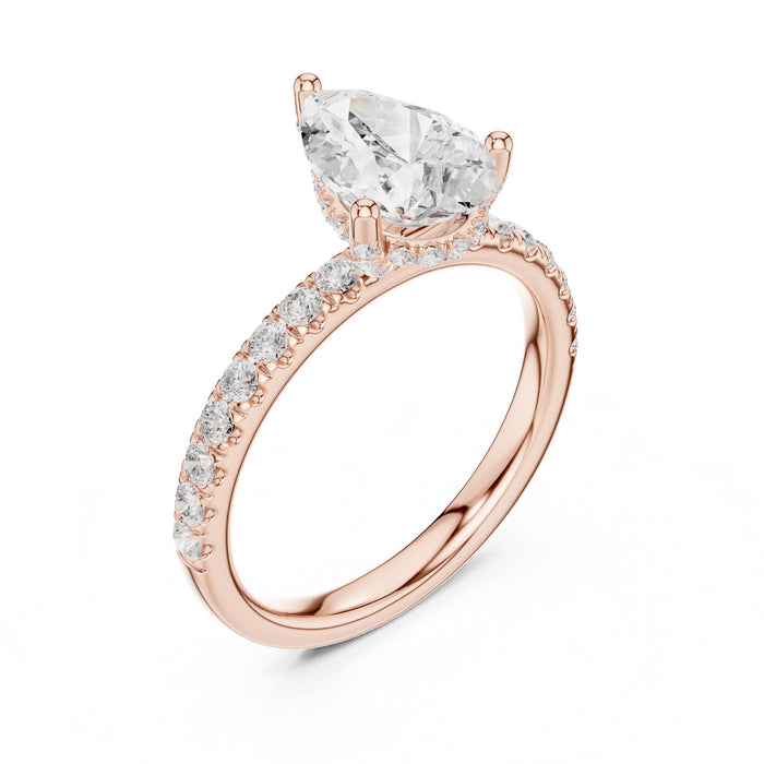 Pear Lab Grown Diamond Hidden-Halo Engagement Ring rose gold video