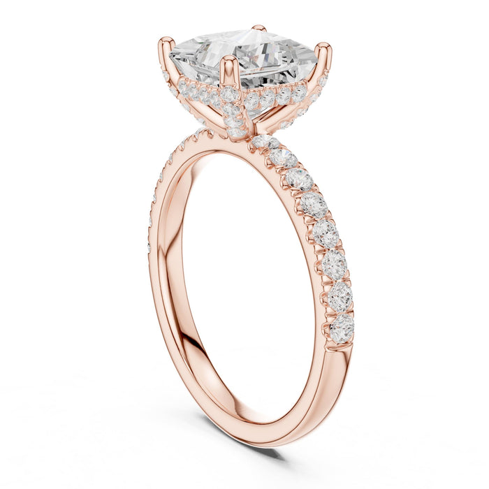 Princess Lab Grown Diamond Hidden-Halo Engagement Ring yellow gold video