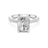 Emerald Lab Grown Diamond Hidden-Halo Engagement Ring