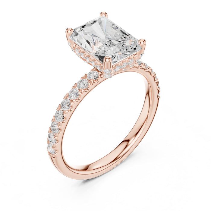 Emerald Lab Grown Diamond Hidden-Halo Engagement Ring rose gold video