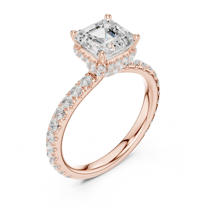 Princess Lab Grown Diamond Halo Engagement Ring rose gold video