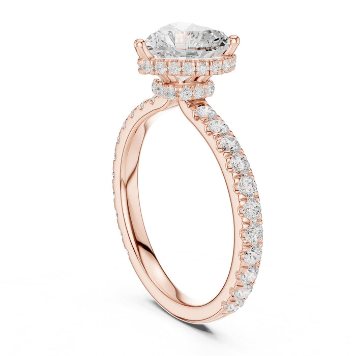 Heart Lab Grown Diamond Hidden-Halo Engagement Ring yellow gold video