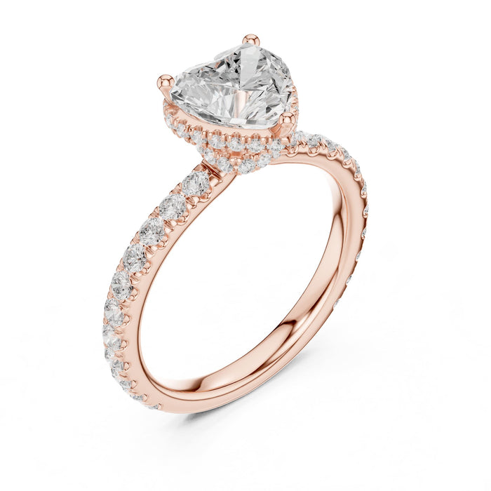 Heart Lab Grown Diamond Hidden-Halo Engagement Ring rose gold video