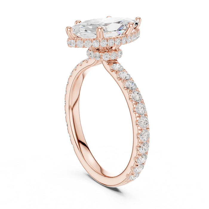 Marquise Lab Grown Diamond Halo Engagement Ring yellow gold video