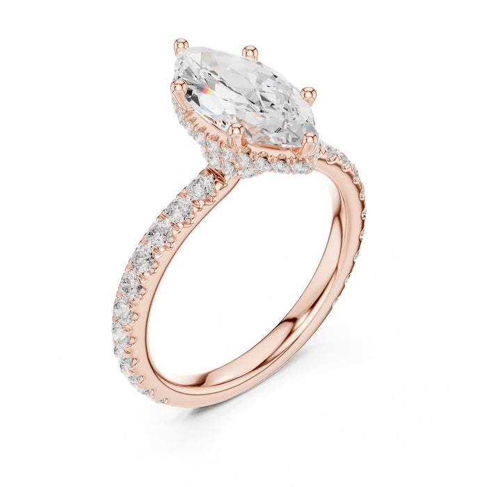 Marquise Lab Grown Diamond Halo Engagement Ring rose gold video